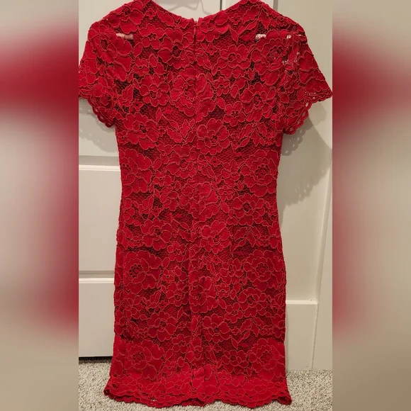 Lauren Ralph Lauren womens lace mini dress size 2P (fits like regular 2-4) red - Picture 3 of 4